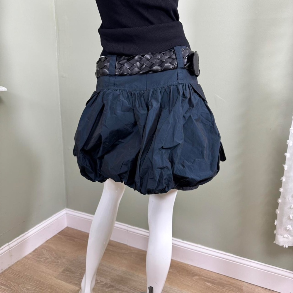 Metallic Navy Bubble Parachute Skirt w/ Drawstring Pockets – Y2K / Harajuku - Picture 6 of 6